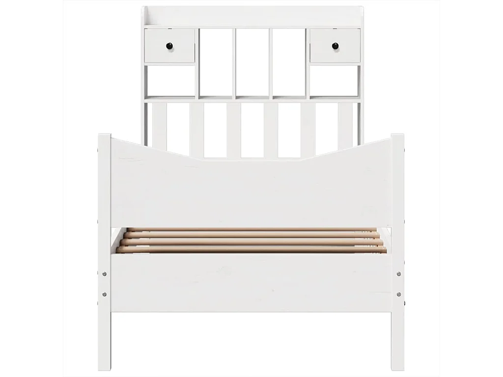 Cadre de lit sans matelas blanc 75x190 cm bois de pin massif