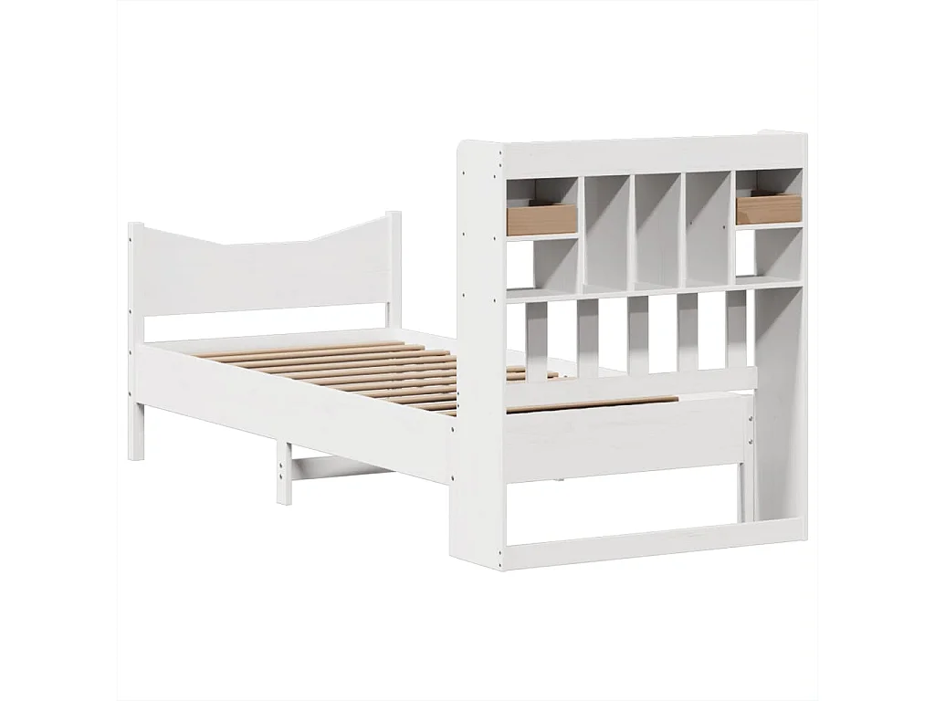 Cadre de lit sans matelas blanc 75x190 cm bois de pin massif