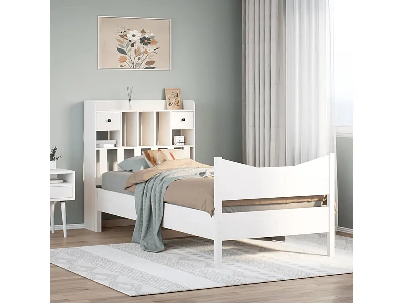 Cadre de lit sans matelas blanc 75x190 cm bois de pin massif