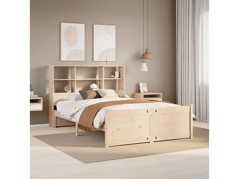 Lit bibliothèque sans matelas 120x200 cm bois de pin massif