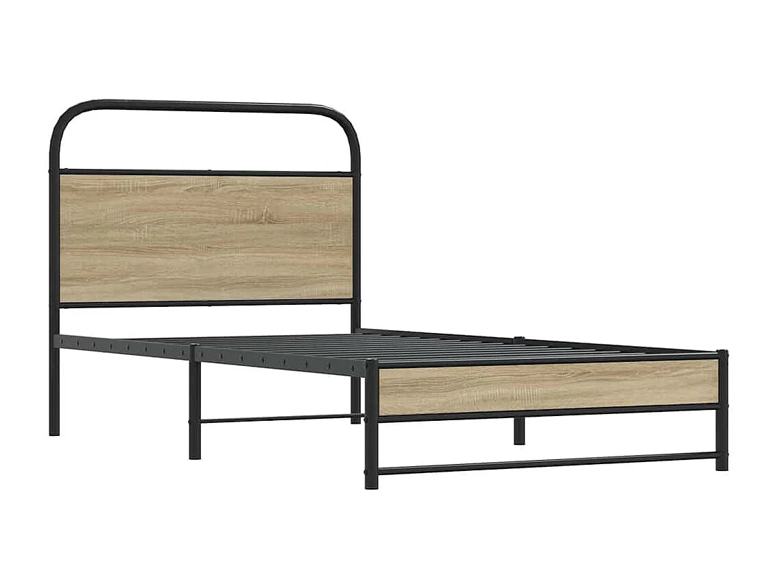Cadre de lit sans matelas 90x190cm chêne fumé bois d'ingénierie