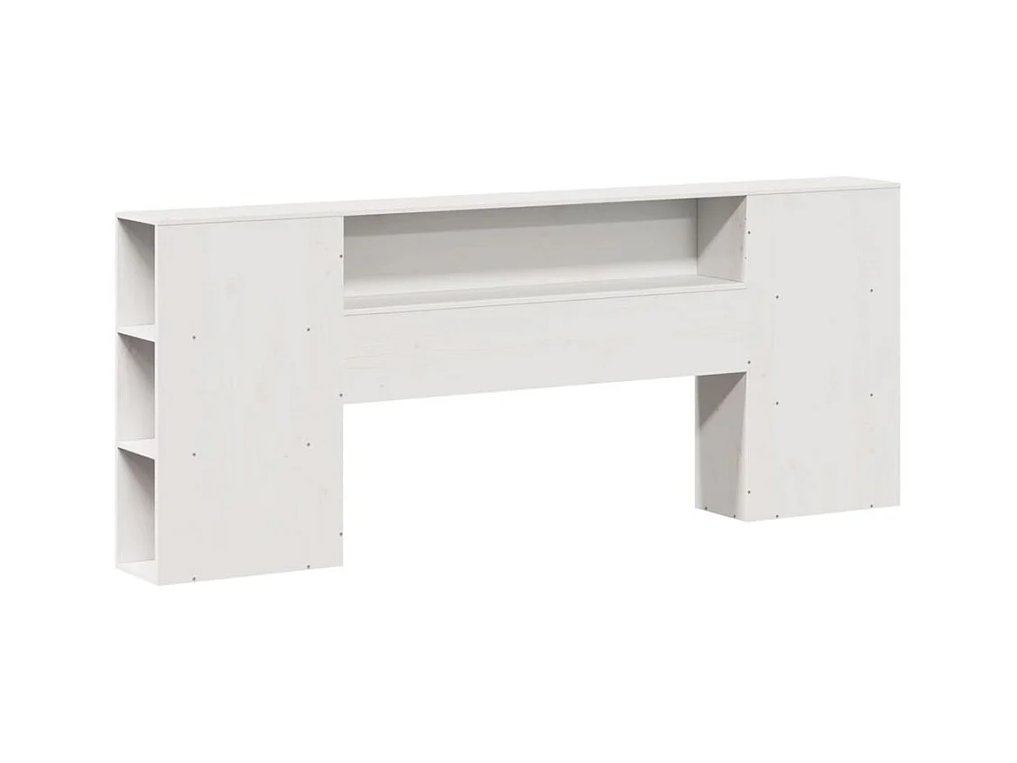 Lit bibliothèque sans matelas blanc 200x200 cm bois pin massif
