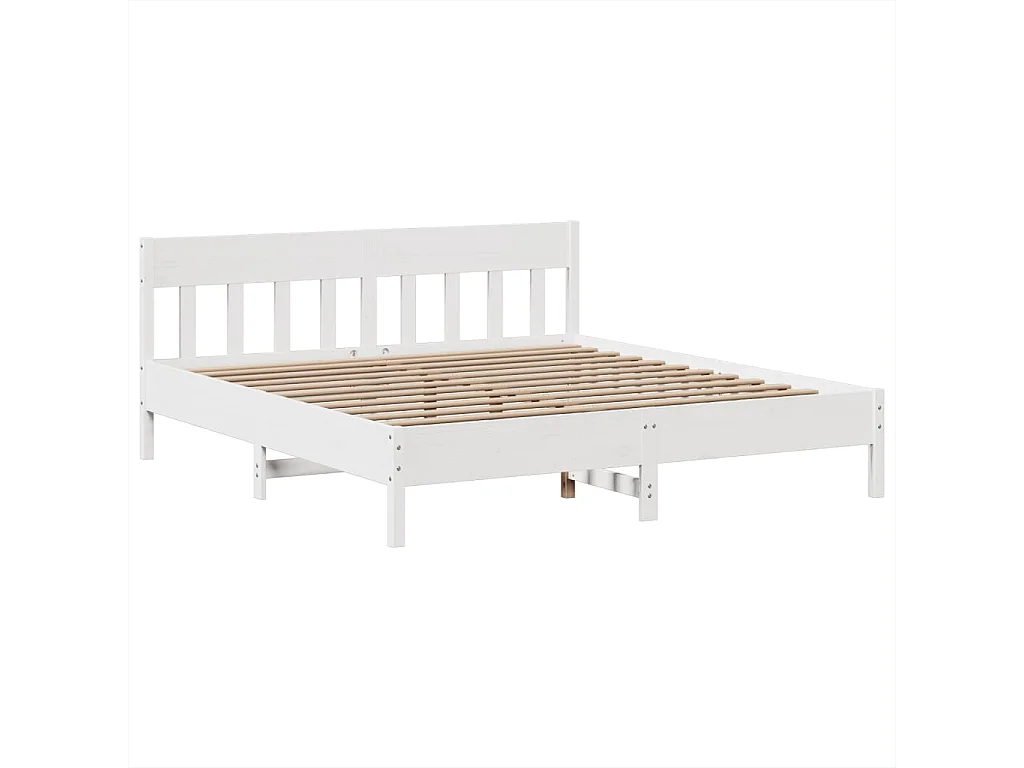 Cadre de lit sans matelas blanc 180x200 cm bois massif de pin