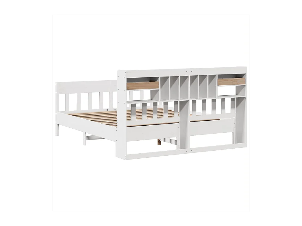 Cadre de lit sans matelas blanc 180x200 cm bois massif de pin