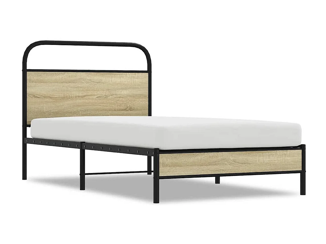 Estructura de cama sin colchón 100x190 cm madera roble Sonoma