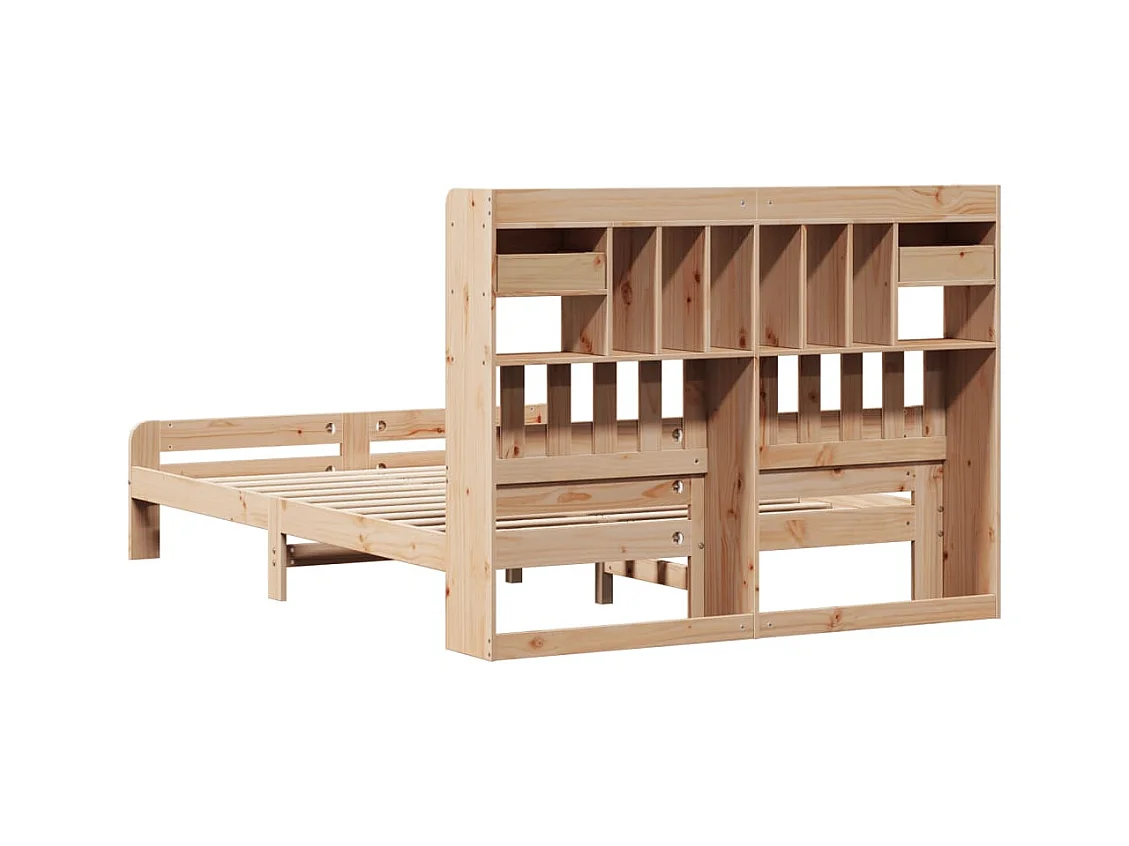 Cama con estantería sin colchón madera maciza de pino 150x200cm