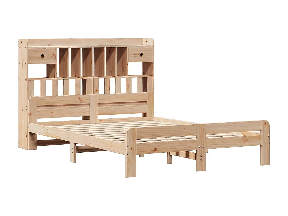 Cama con estantería sin colchón madera maciza de pino 150x200cm