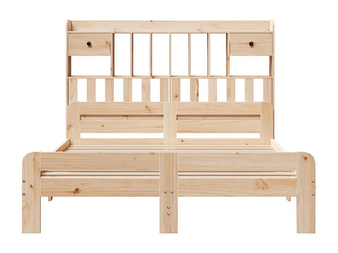 Cama con estantería sin colchón madera maciza de pino 150x200cm