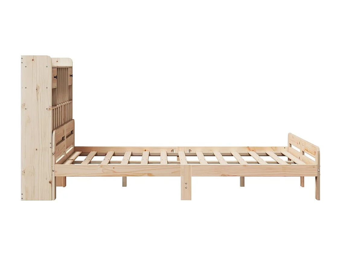 Cama con estantería sin colchón madera maciza de pino 150x200cm
