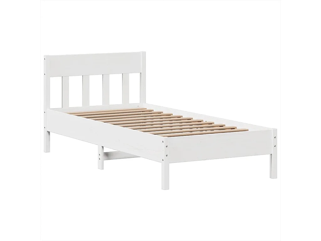 Estructura de cama sin colchón madera maciza blanca 75x190 cm