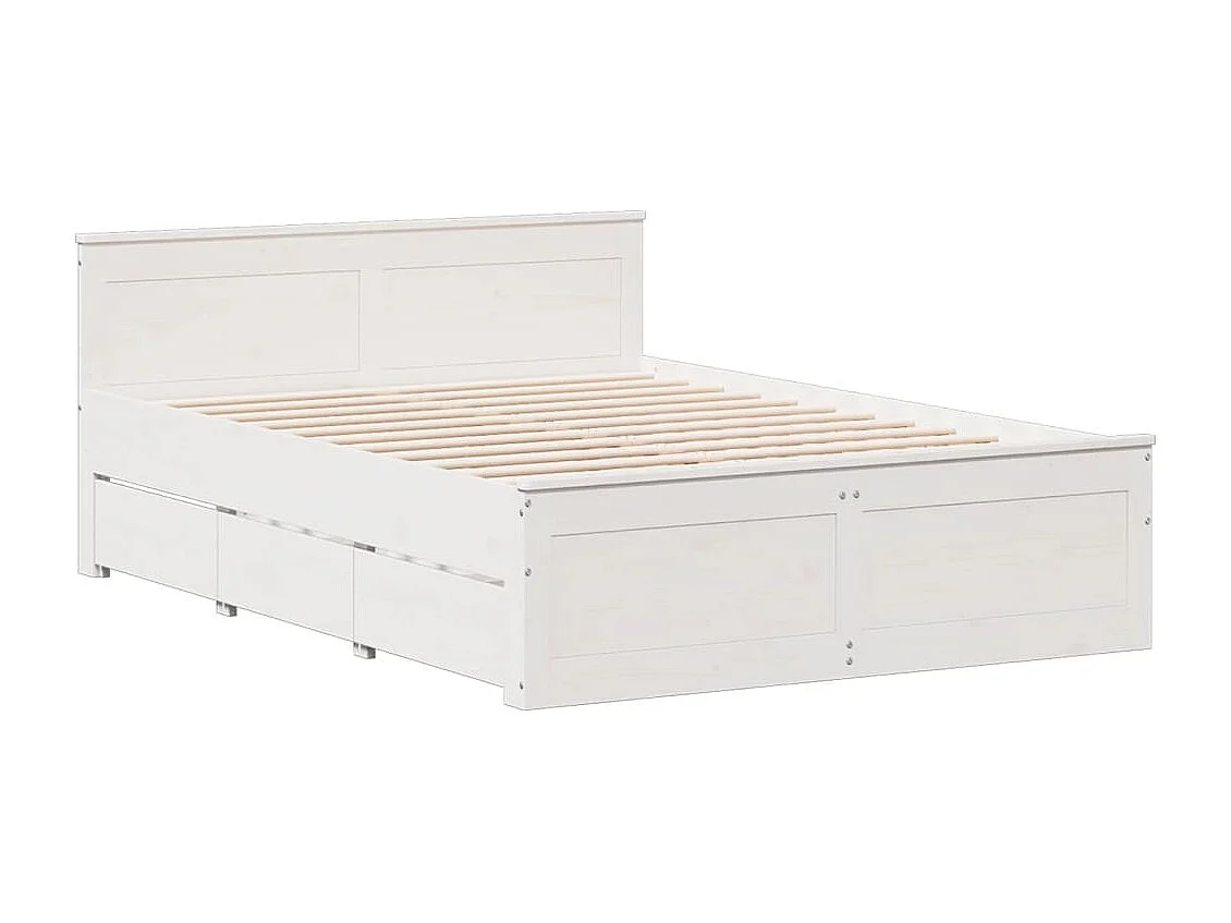 Lit bibliothèque sans matelas blanc 140x200 cm bois pin massif