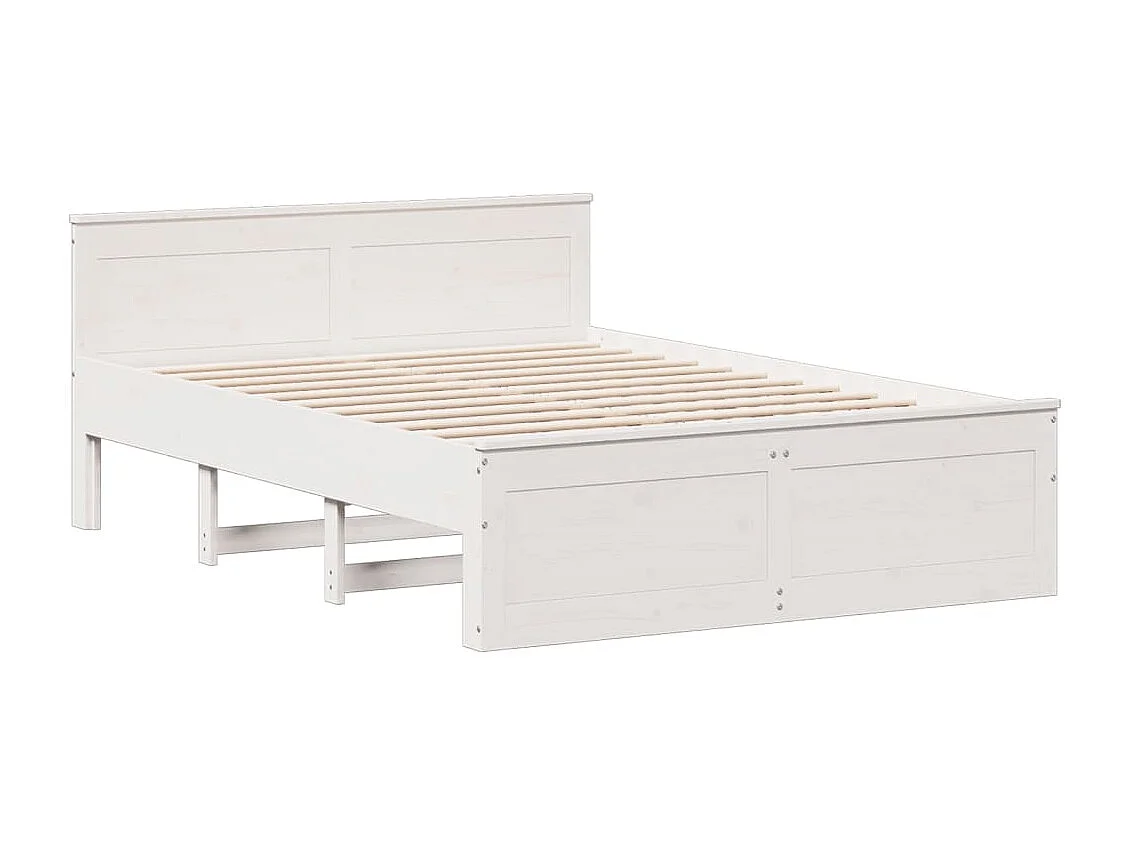 Lit bibliothèque sans matelas blanc 140x200 cm bois pin massif