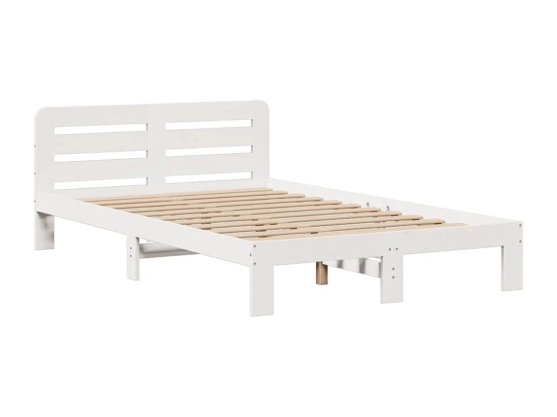 Cama con estantería sin colchón madera maciza blanca 135x190 cm