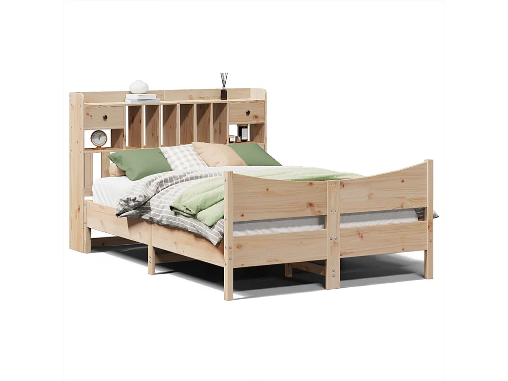 Estructura de cama sin colchón madera maciza de pino 140x190 cm