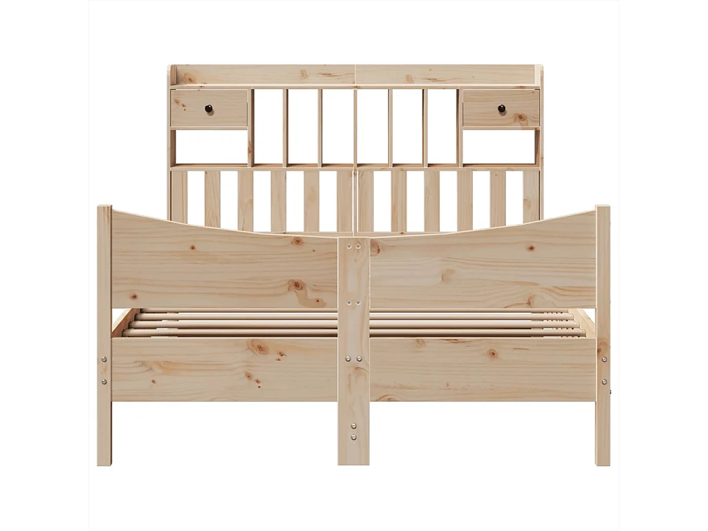 Estructura de cama sin colchón madera maciza de pino 140x190 cm