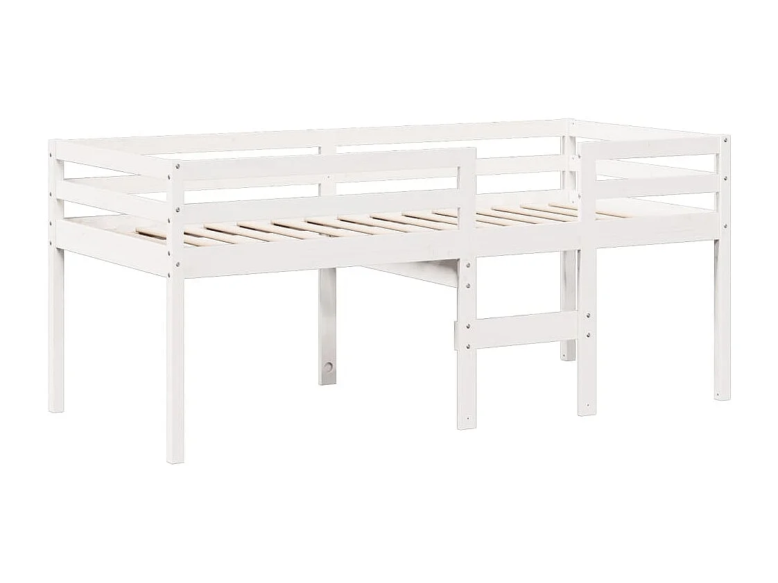Cama alta com telhado 90x200 cm pinho maciço branco