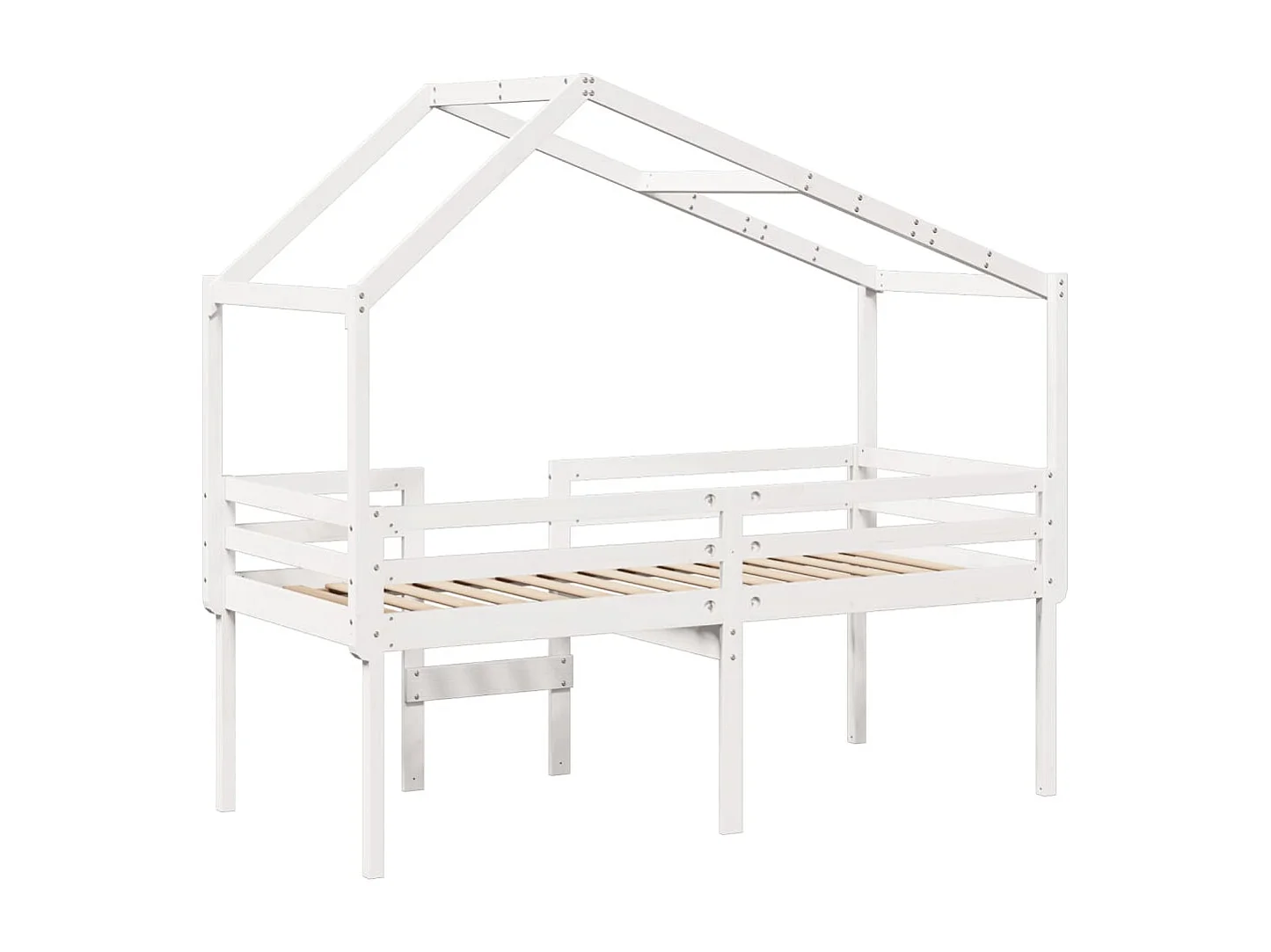 Cama alta com telhado 90x200 cm pinho maciço branco