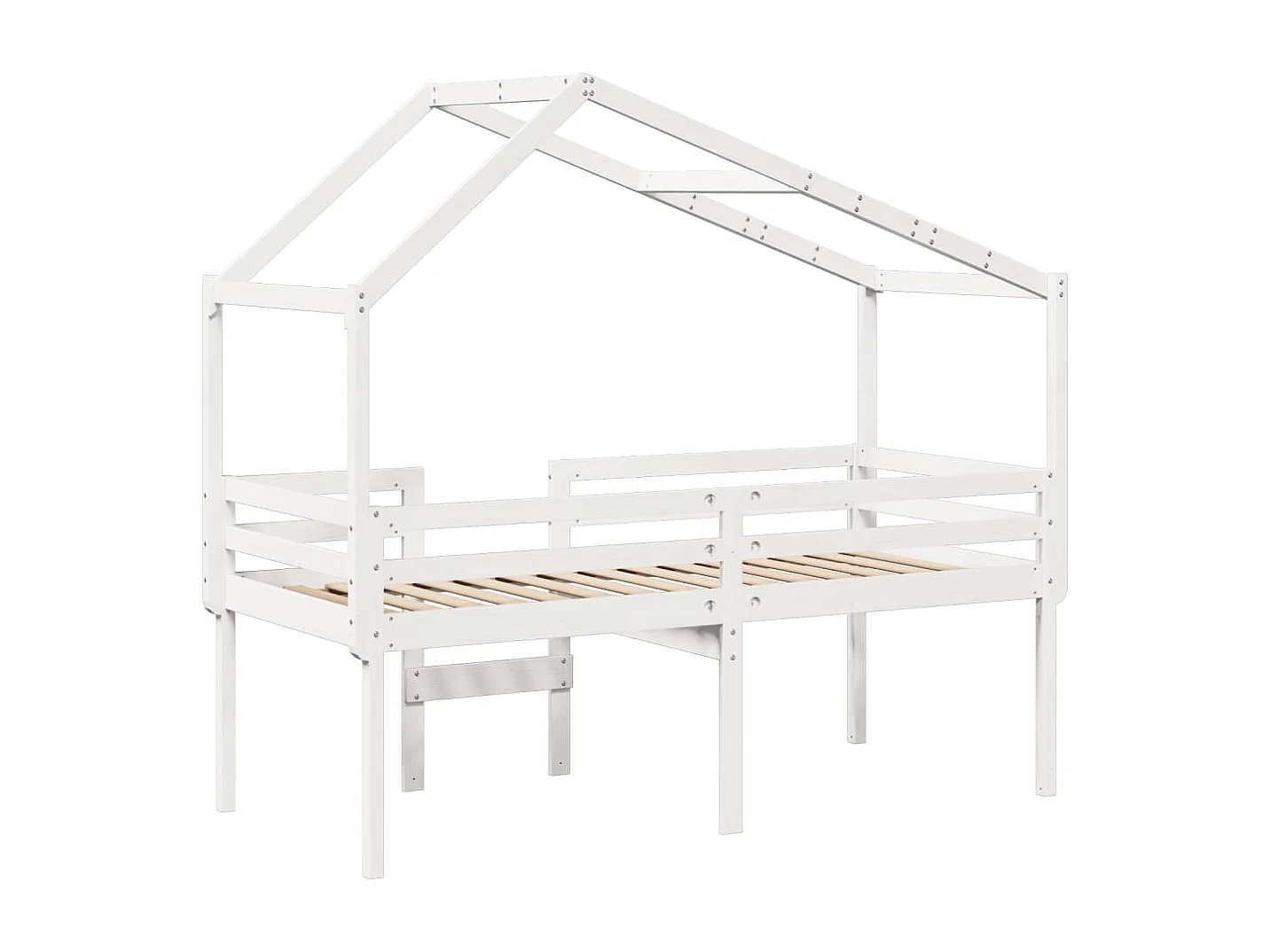Cama alta com telhado 90x200 cm pinho maciço branco