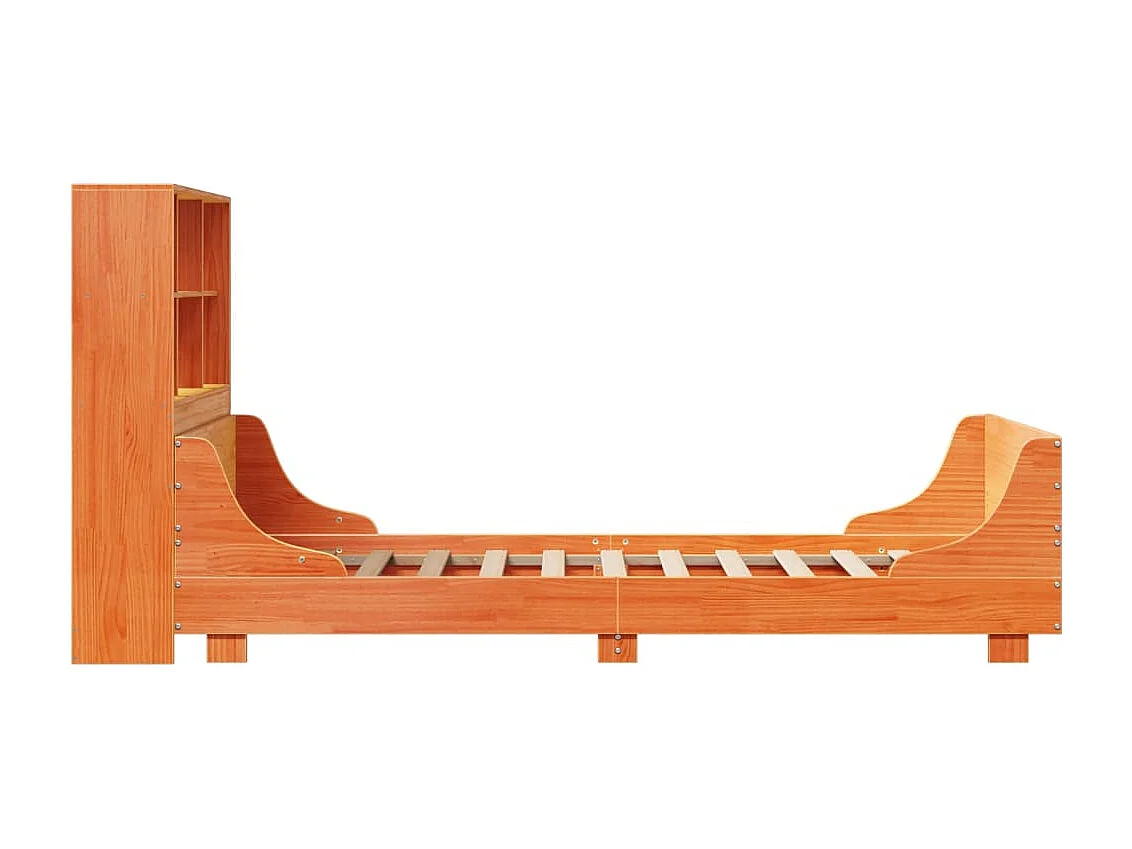 Cama con estantería sin colchón madera maciza marrón 90x200 cm