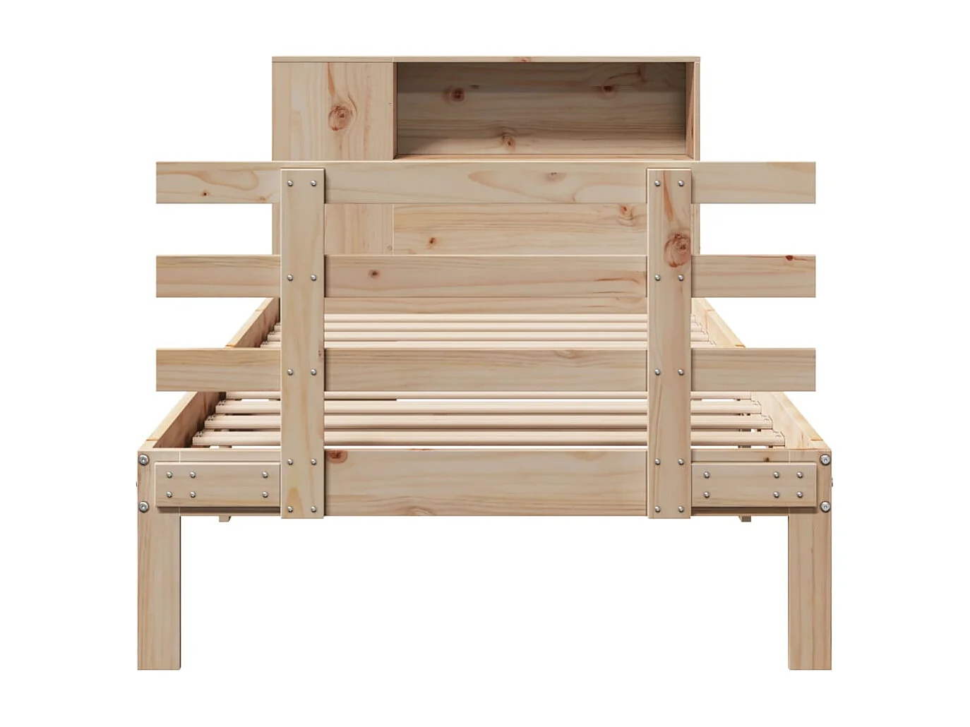 Cama con estantería sin colchón madera maciza de pino 100x200cm