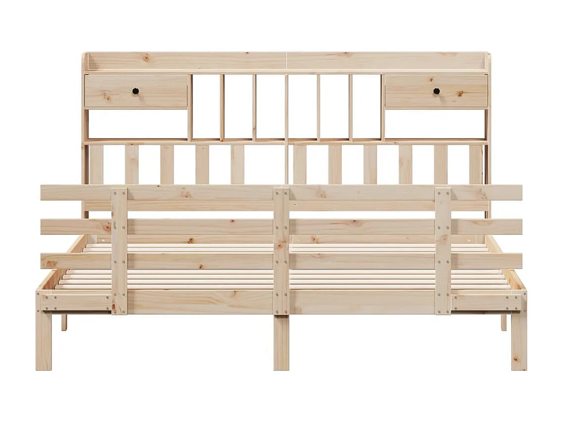 Cama con estantería sin colchón madera maciza de pino 180x200cm