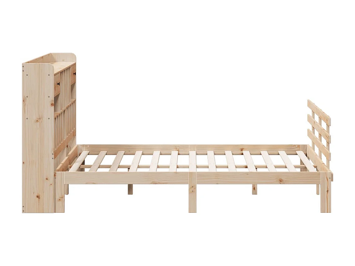 Cama con estantería sin colchón madera maciza de pino 180x200cm