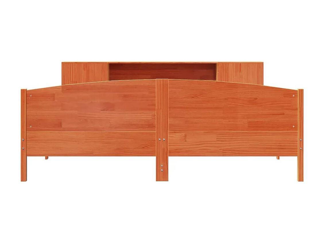 Cama con estantería sin colchón madera maciza marrón 200x200 cm