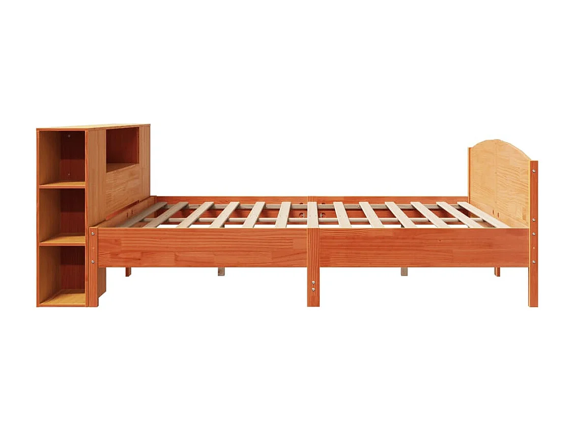 Cama con estantería sin colchón madera maciza marrón 200x200 cm