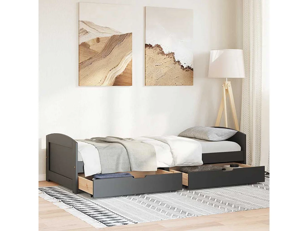 Lit de jour avec 2 tiroirs sans matelas IRUN noir 90x200 cm