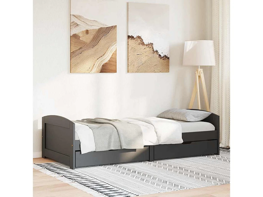 Lit de jour avec 2 tiroirs sans matelas IRUN noir 90x200 cm