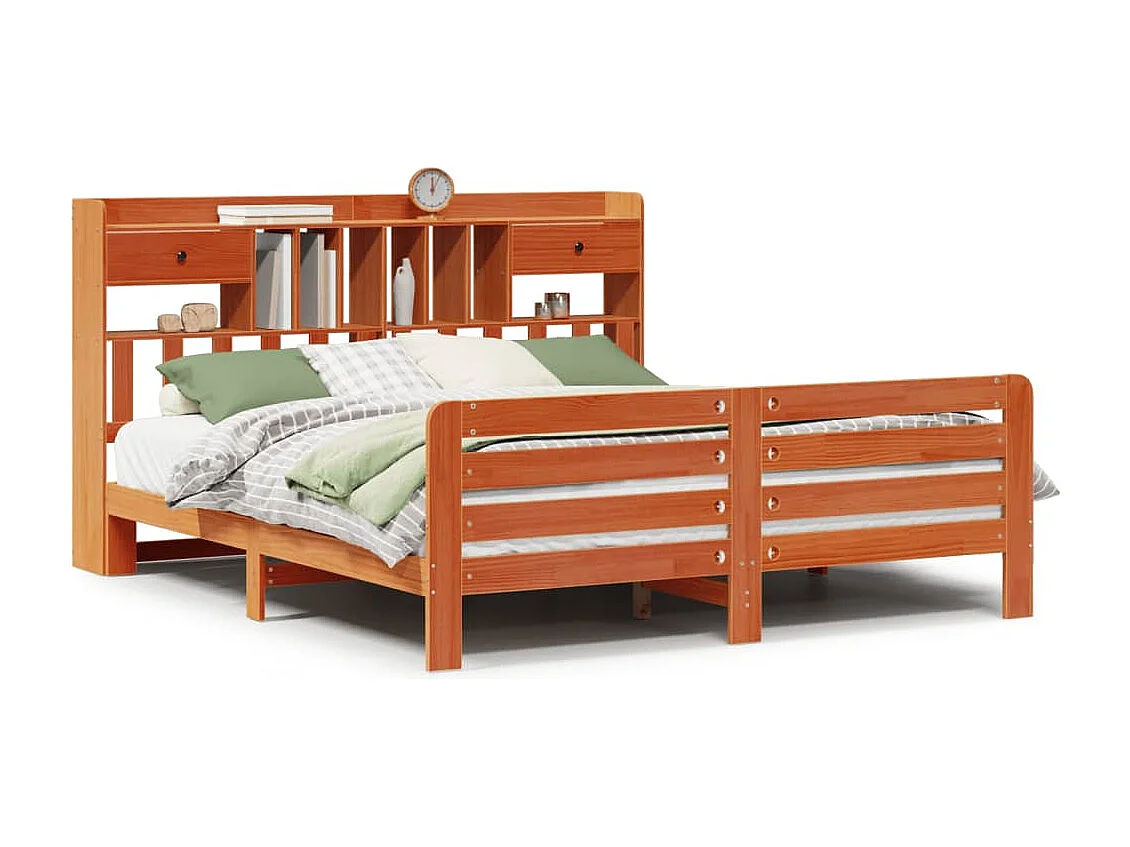 Cama com estante sem colchão 200x200 cm pinho maciço