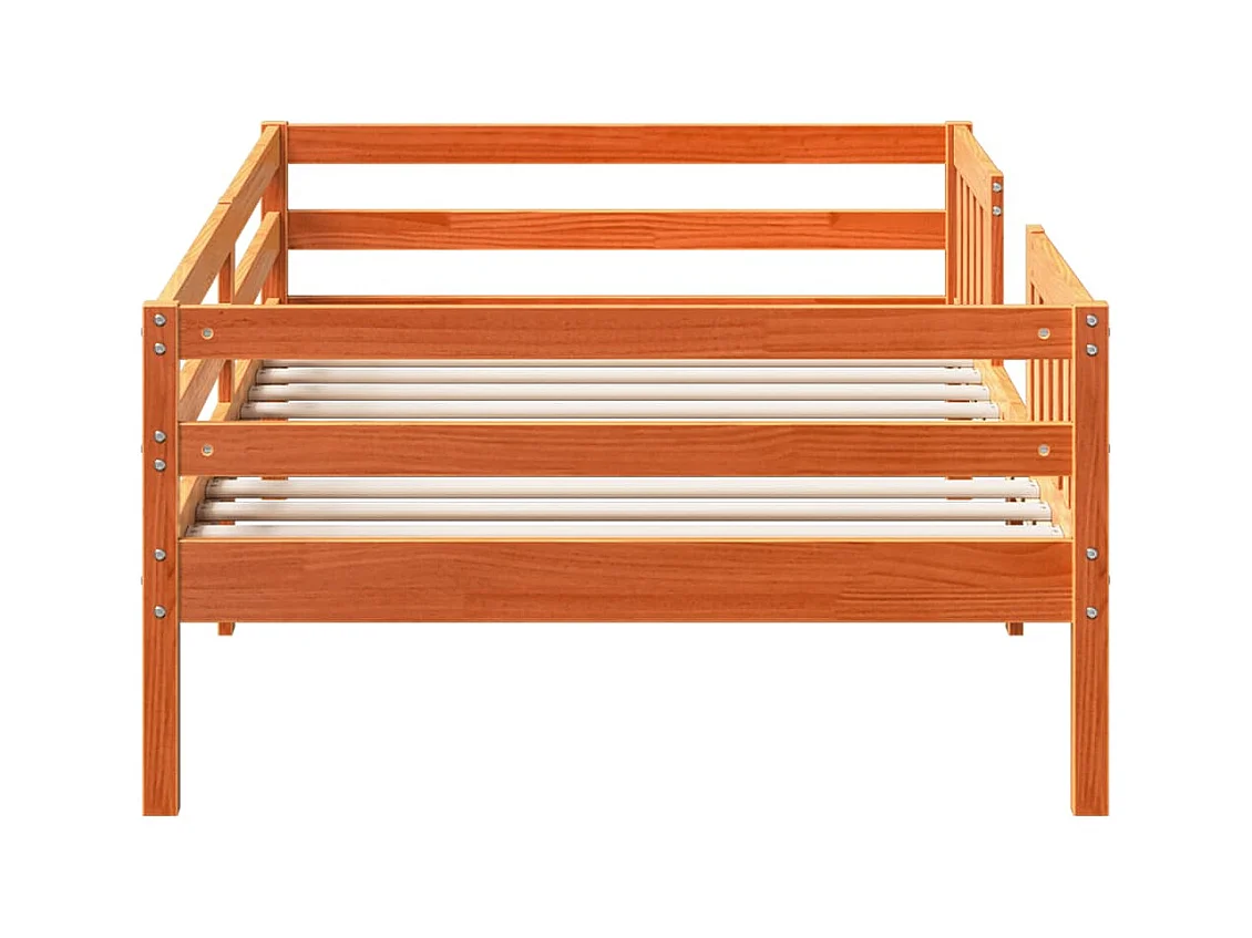 Estructura de cama madera maciza de pino marrón cera 80x200 cm