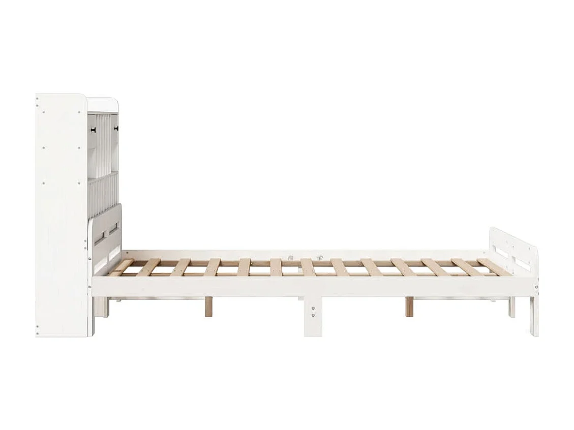 Cama con estantería sin colchón madera maciza blanca 135x190 cm