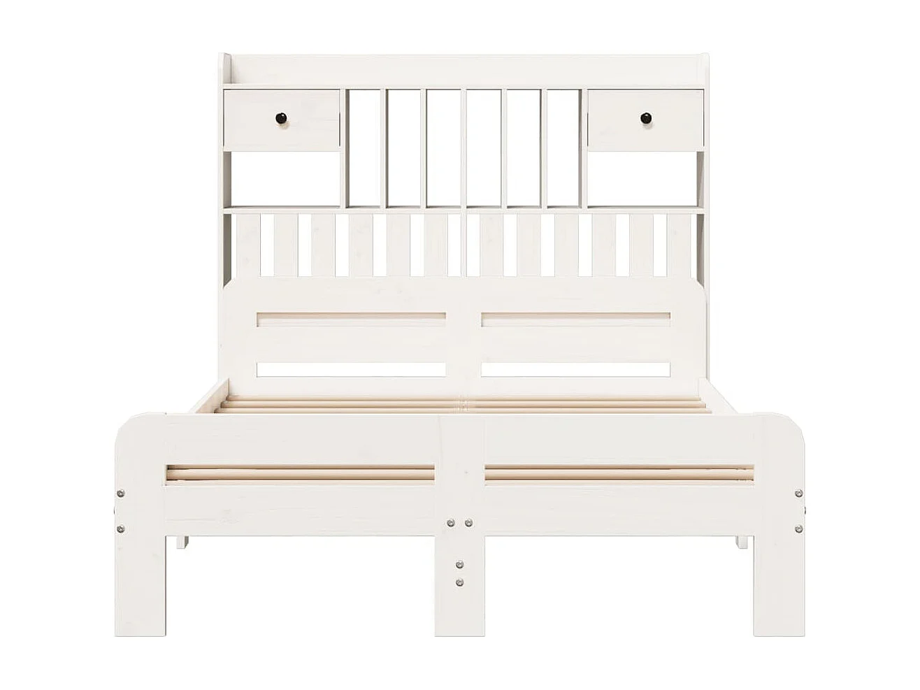Cama com estante sem colchão 135x190 cm pinho maciço branco