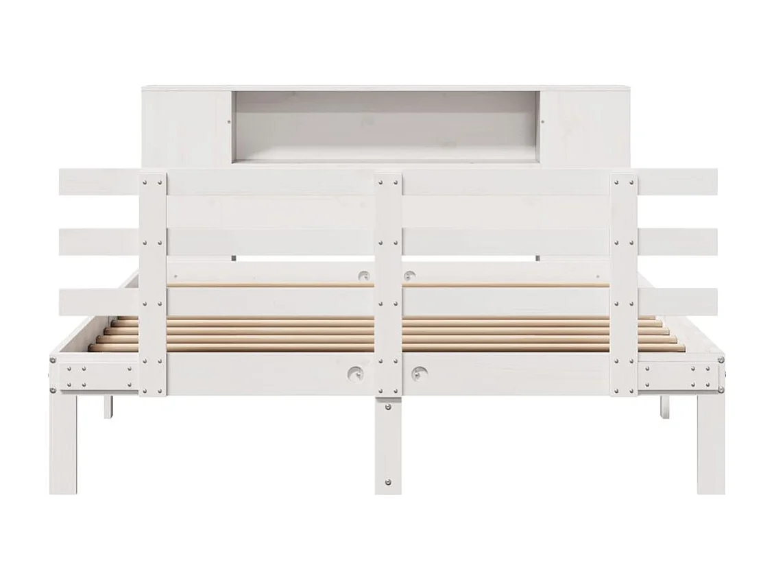 Lit bibliothèque sans matelas blanc 150x200 cm bois pin massif