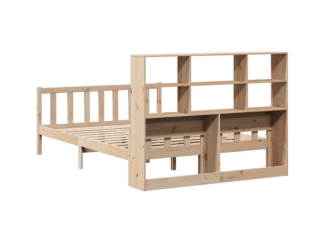 Lit bibliothèque sans matelas 160x200 cm bois massif de pin