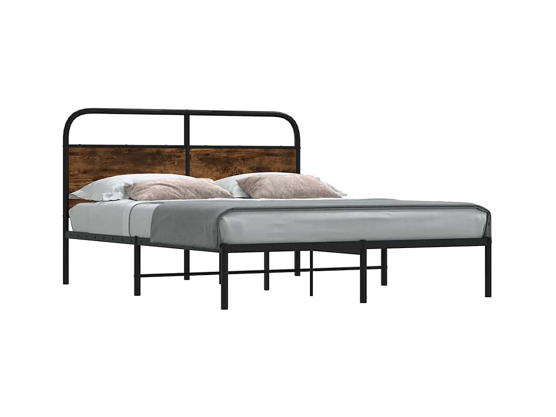 Estructura de cama sin colchón 120x190 cm madera roble ahumado