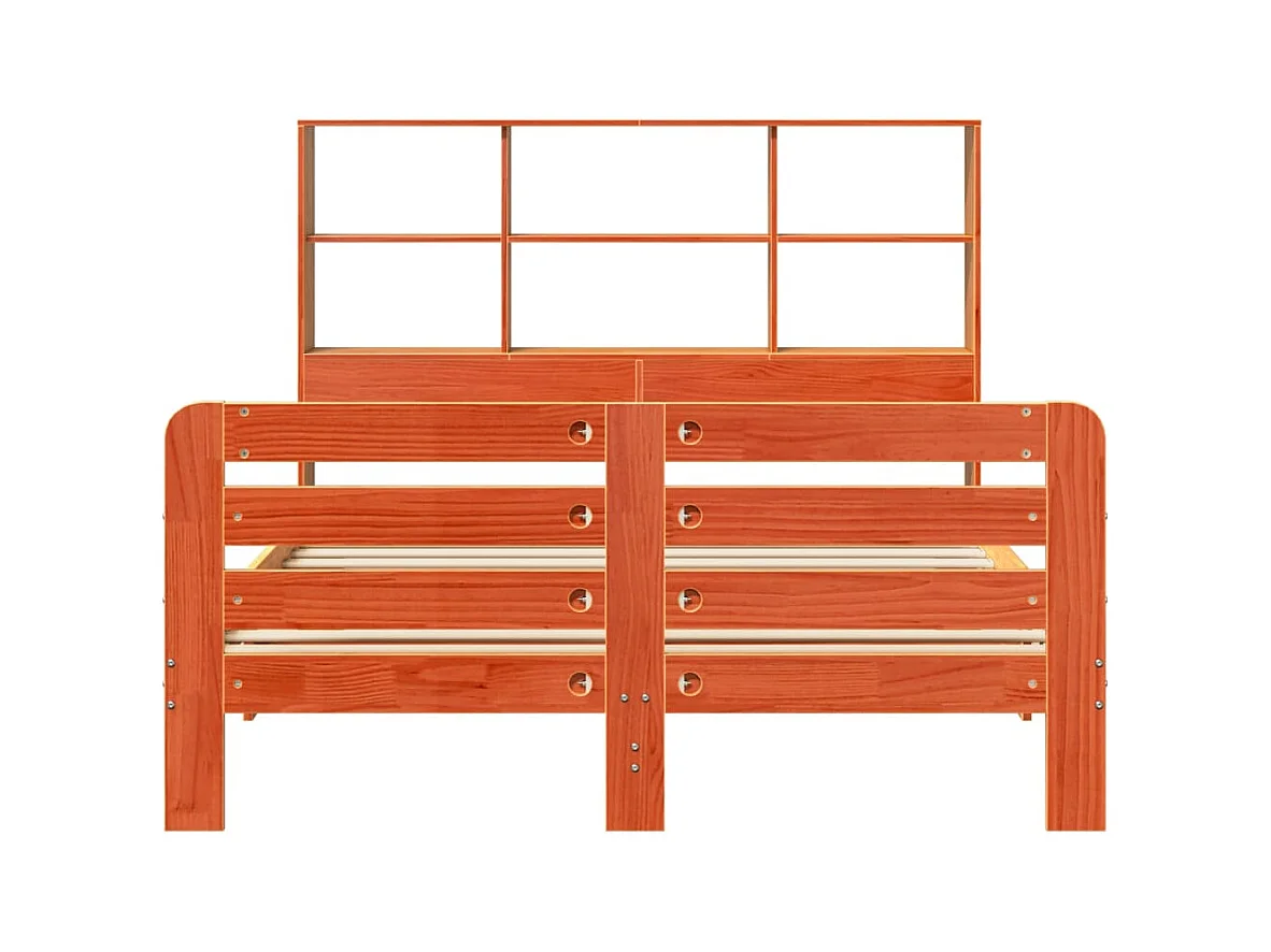 Cadre de lit sans matelas cire marron 150x200cm bois pin massif