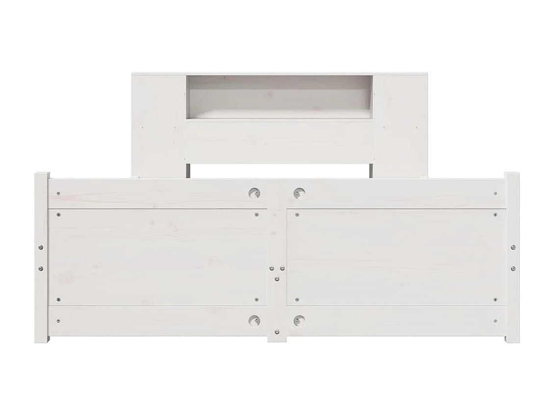 Lit bibliothèque sans matelas blanc 135x190 cm bois pin massif