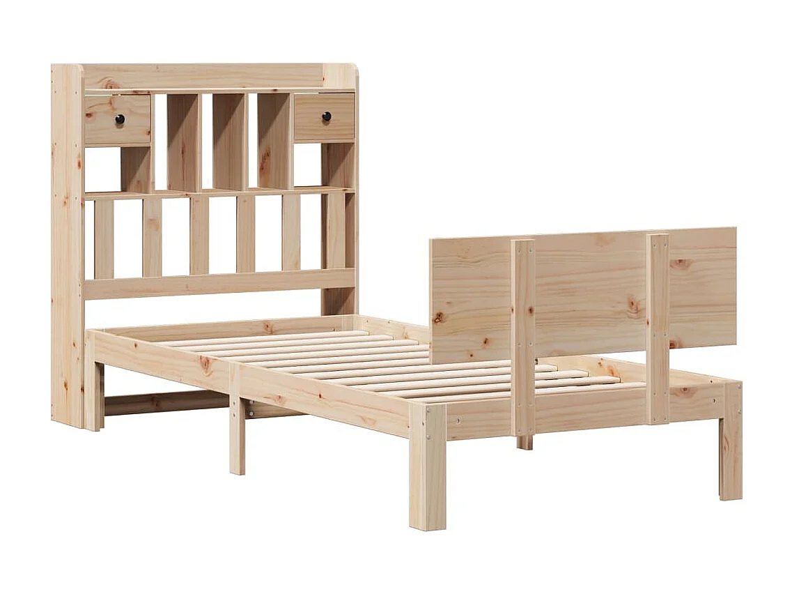 Cama com estante sem colchão 75x190 cm pinho maciço