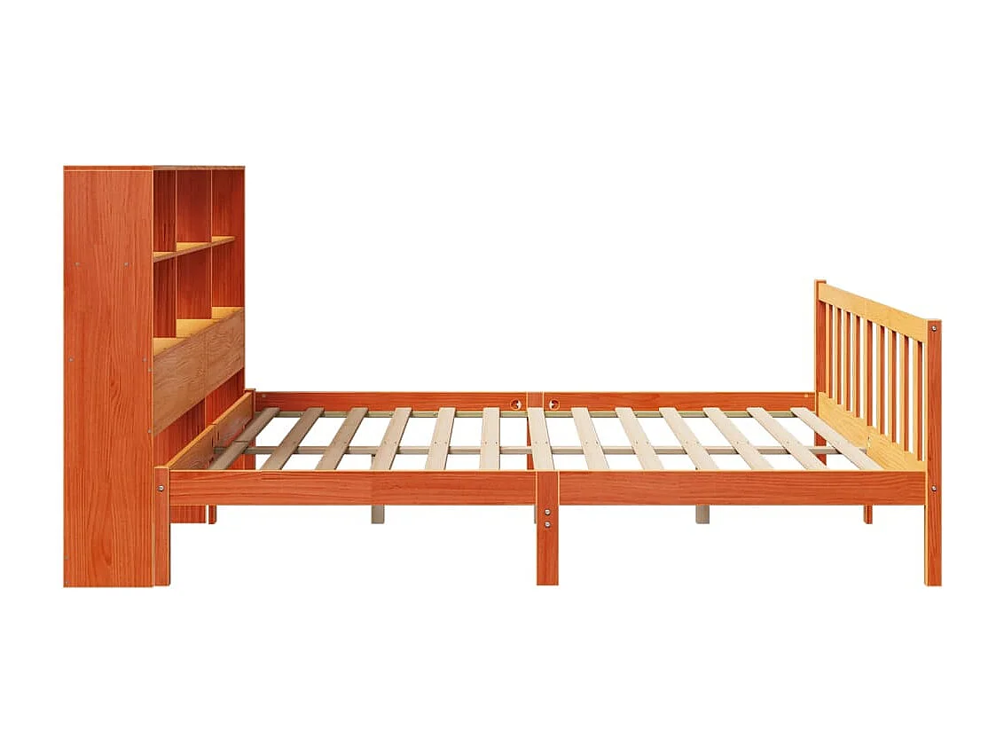 Cama con estantería sin colchón madera maciza marrón 200x200 cm