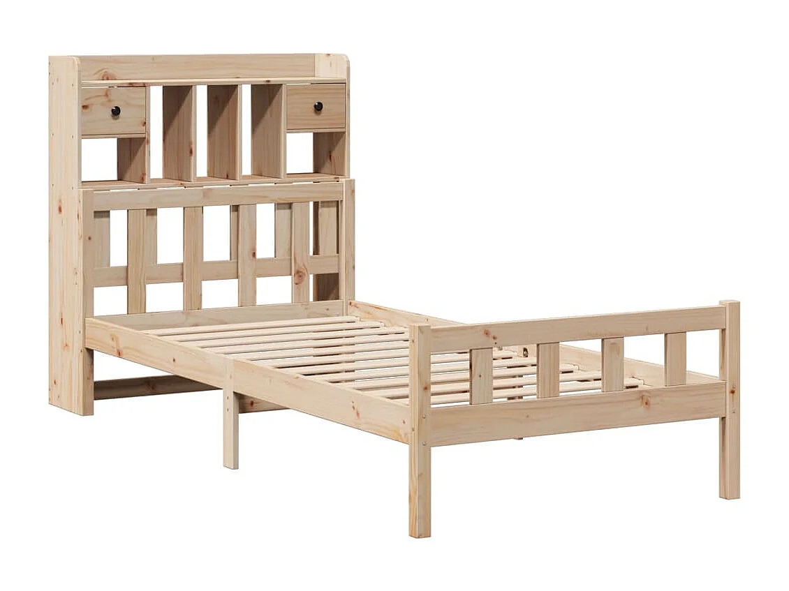 Lit bibliothèque sans matelas 100x200 cm bois massif de pin