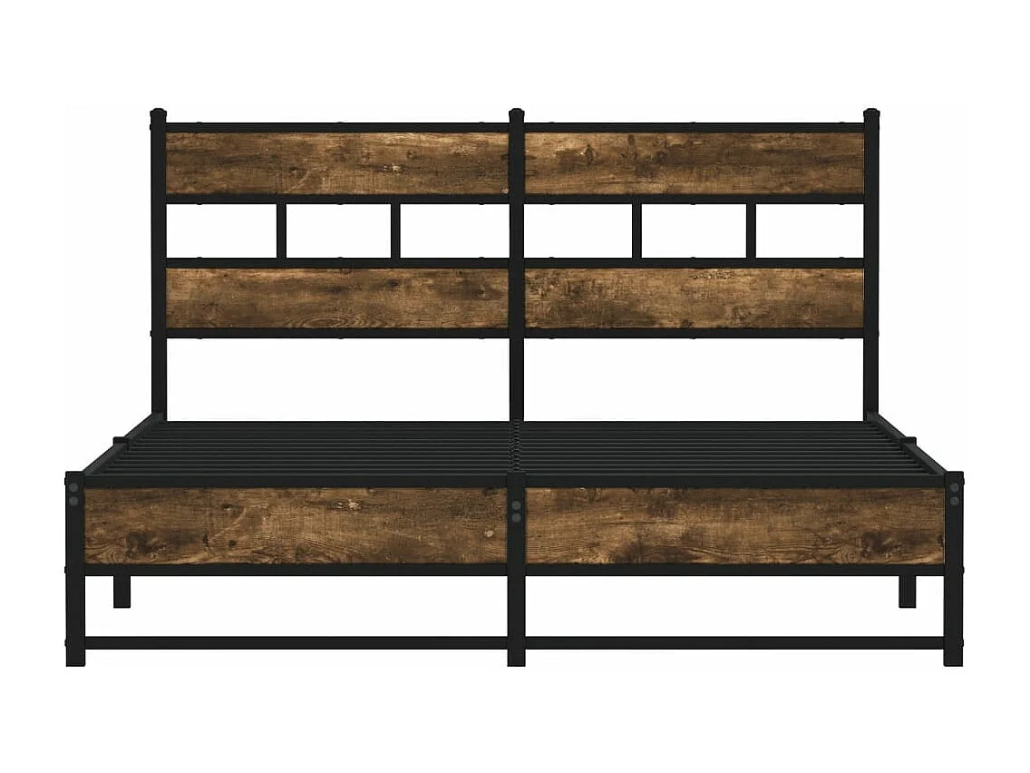 Cadre de lit en métal sans matelas chêne fumé 140x190 cm