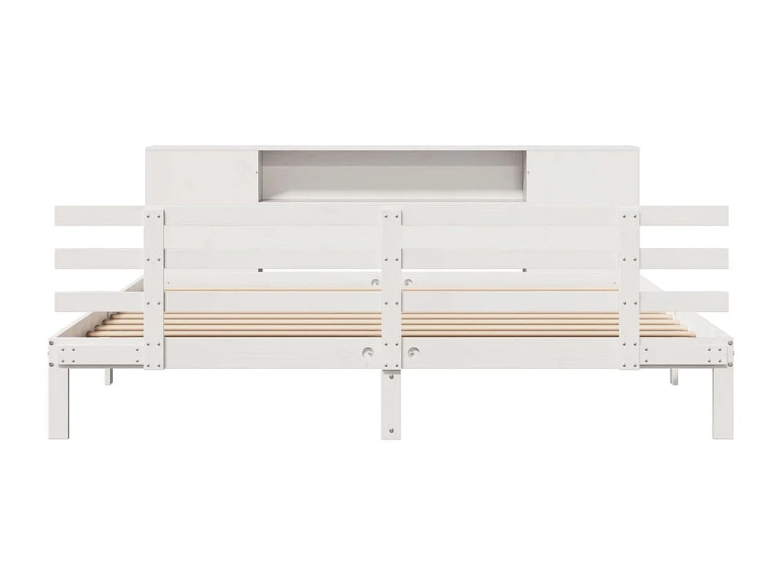Cama com estante sem colchão 200x200 cm pinho maciço branco
