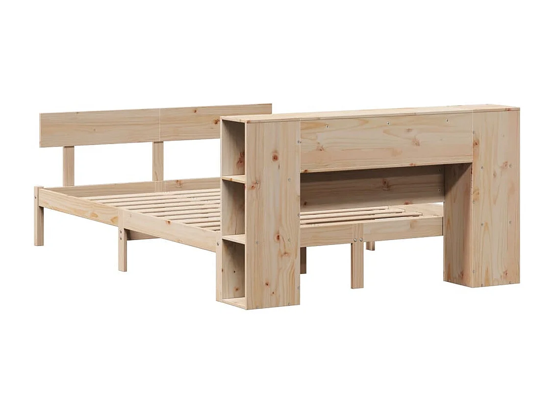 Cama con estantería sin colchón madera maciza de pino 140x200cm