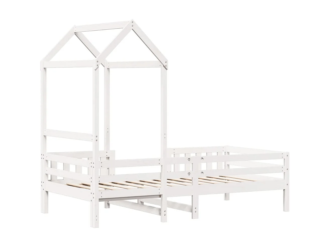 Cadre de lit avec toit blanc 100x200 cm bois de pin massif