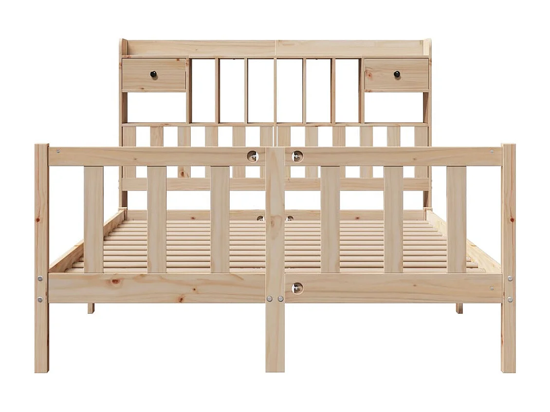 Lit bibliothèque sans matelas 140x190 cm bois de pin massif