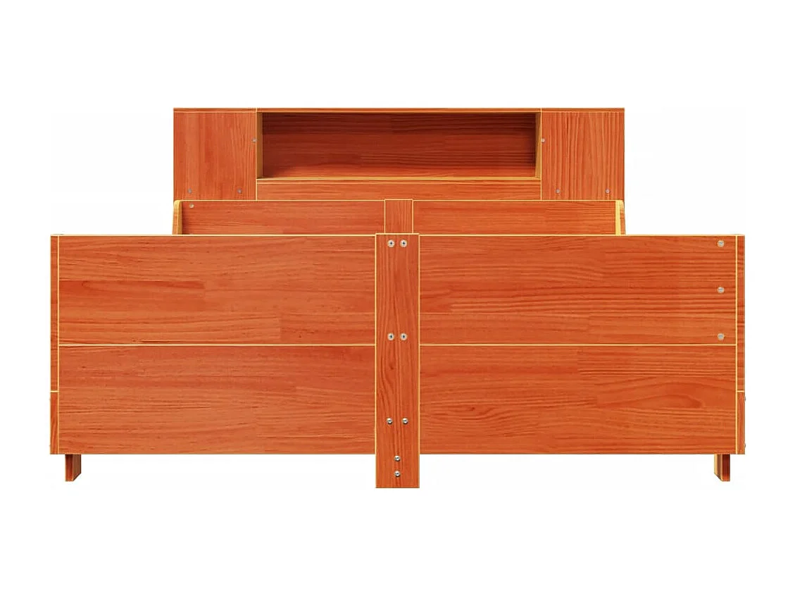 Cama sin colchón madera maciza pino marrón cera 150x200 cm