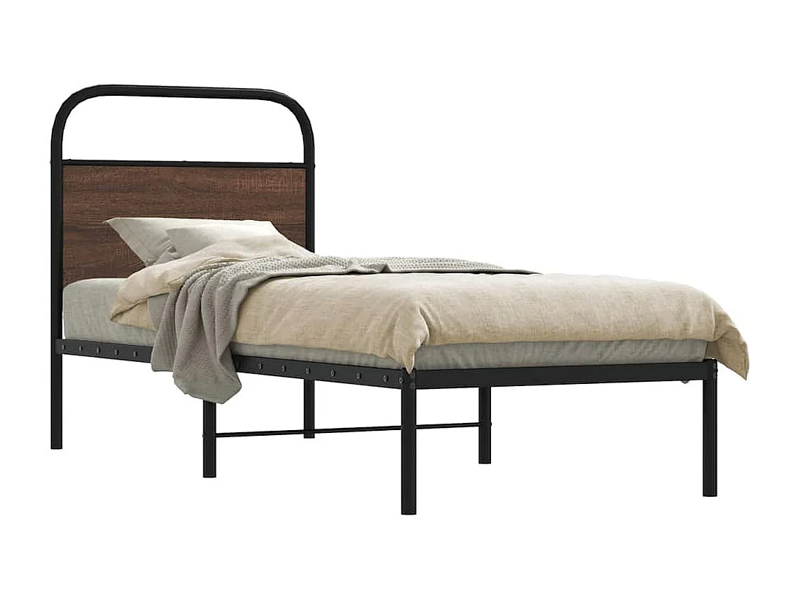 Cadre de lit sans matelas 75x190cm chêne marron bois ingénierie