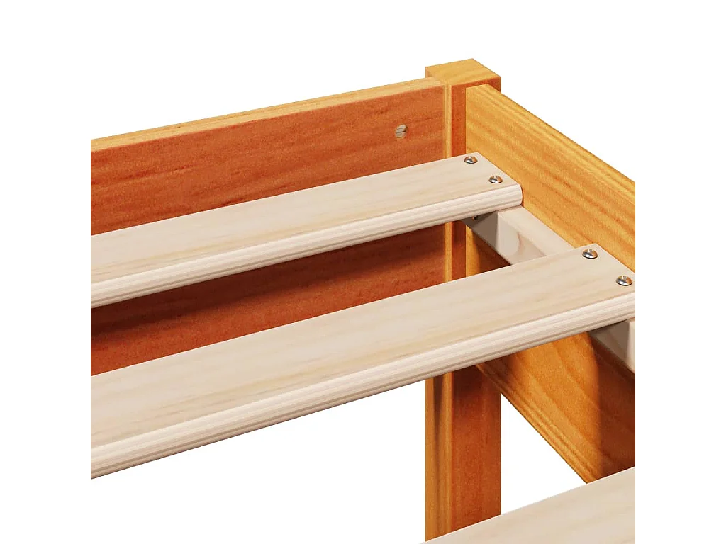 Cadre de lit sans matelas cire marron 135x190cm bois pin massif